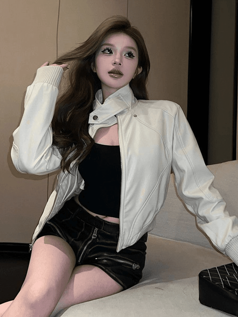 아메리칸 레트로 쇼트 스타일 여성 코트 2026 년 가을 새로운 pu 가죽 재킷 디자인 센스 작은 대중 오토바이 가죽 자켓 트렌디 상세 이미지 7