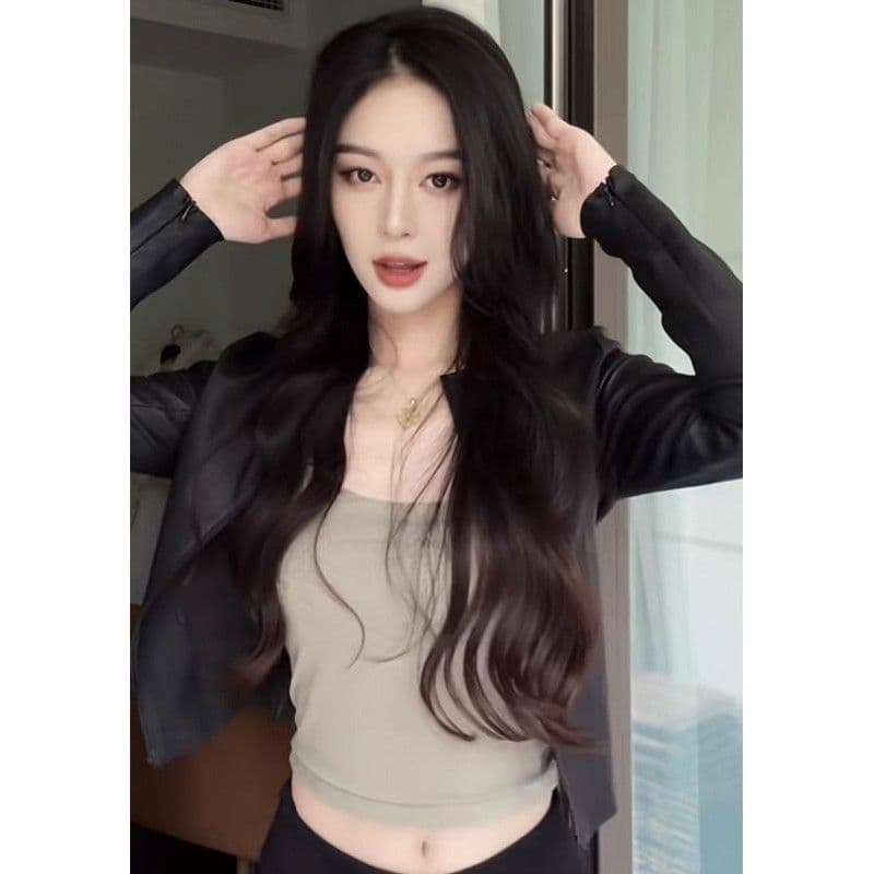 2026 년 가을 새로운 한국 스타일 고급 센스 패션 짧은 여성 코트 작은 대중 디자인 센스 슬림해 보이는 다용도 작은 가죽 재킷 상세 이미지 4