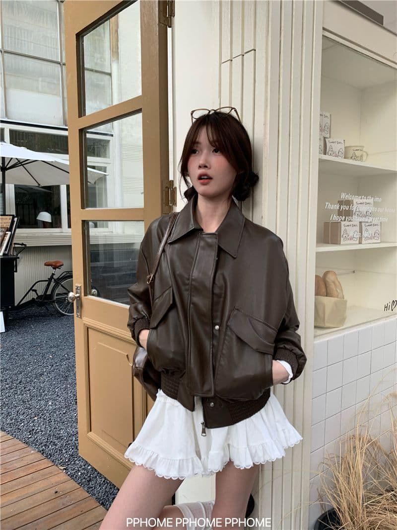 광야 아름다움 라드. 브라운 아메리칸 레트로 가죽 재킷 여성 코트 가을 겨울 2026 새로운 쇼트 스타일 오토바이 서비스 pu 재킷 상세 이미지 14