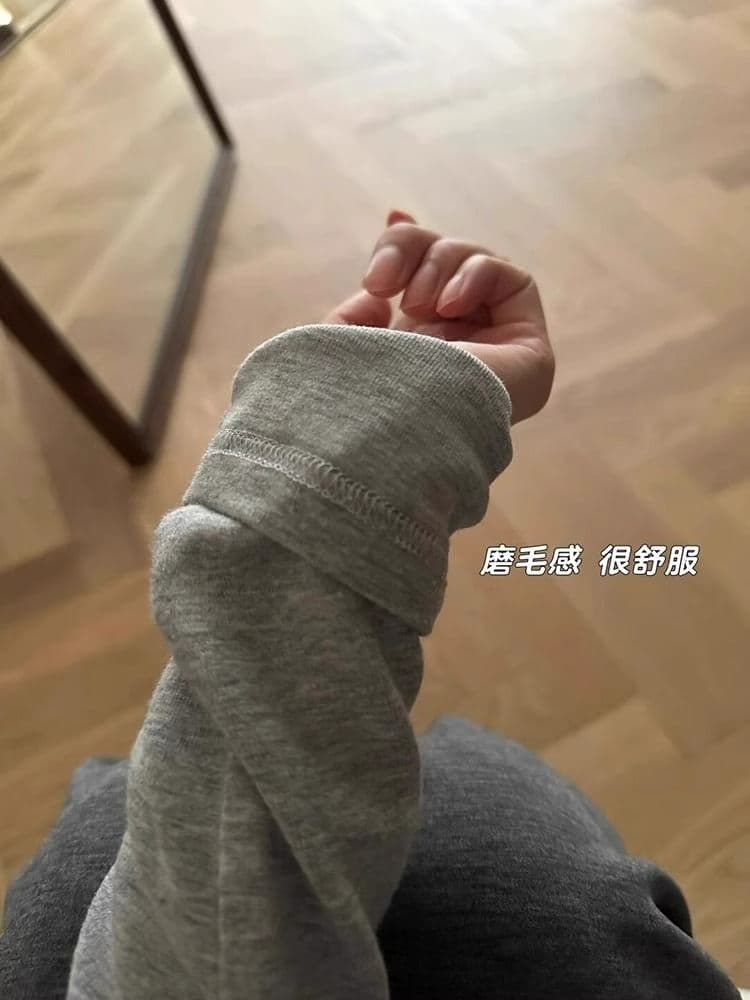 경관 그림 De 플러시 V넥 긍정적 인 어깨 긴팔 티셔츠 여성 가을 겨울철 타이트 인사이드 가져 가라. 기본 셔츠 몸매 가꾸기 두꺼운 맨위 상세 이미지 8