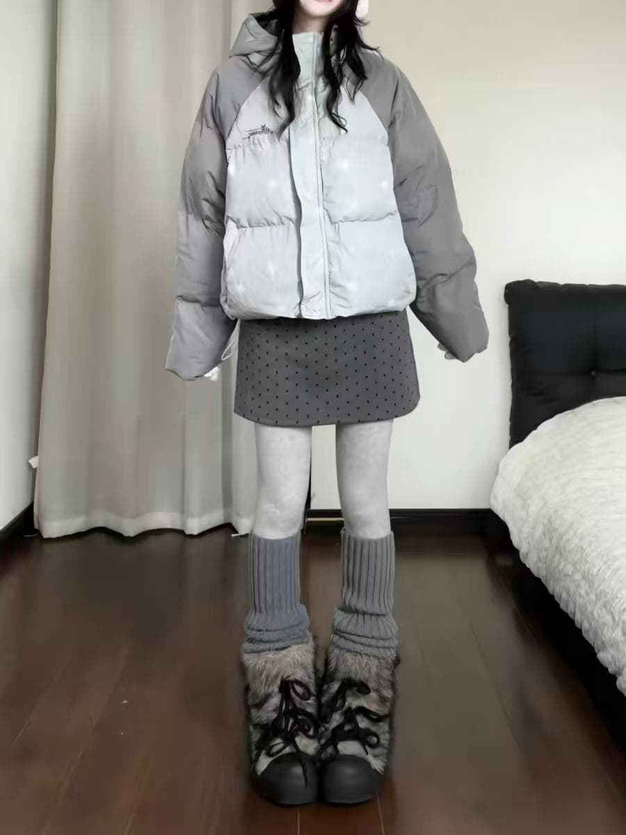 카레 사람들 오리지널 디자인 센스 별 쇼트 스타일 면 의류 삽입 어깨 여성 겨울 루즈핏 두꺼운 보온 빵 외투 이미지 3