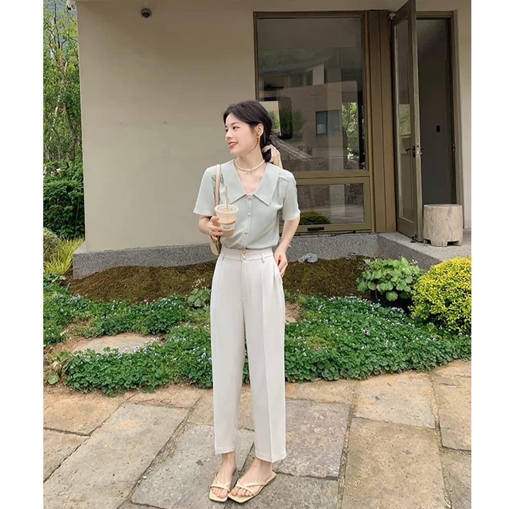 다람쥐 미스 마이크로 설탕 셔츠 출퇴근 반드시 보증금 달콤함 레이키 폴로 칼라 작은 셔츠 이미지 3