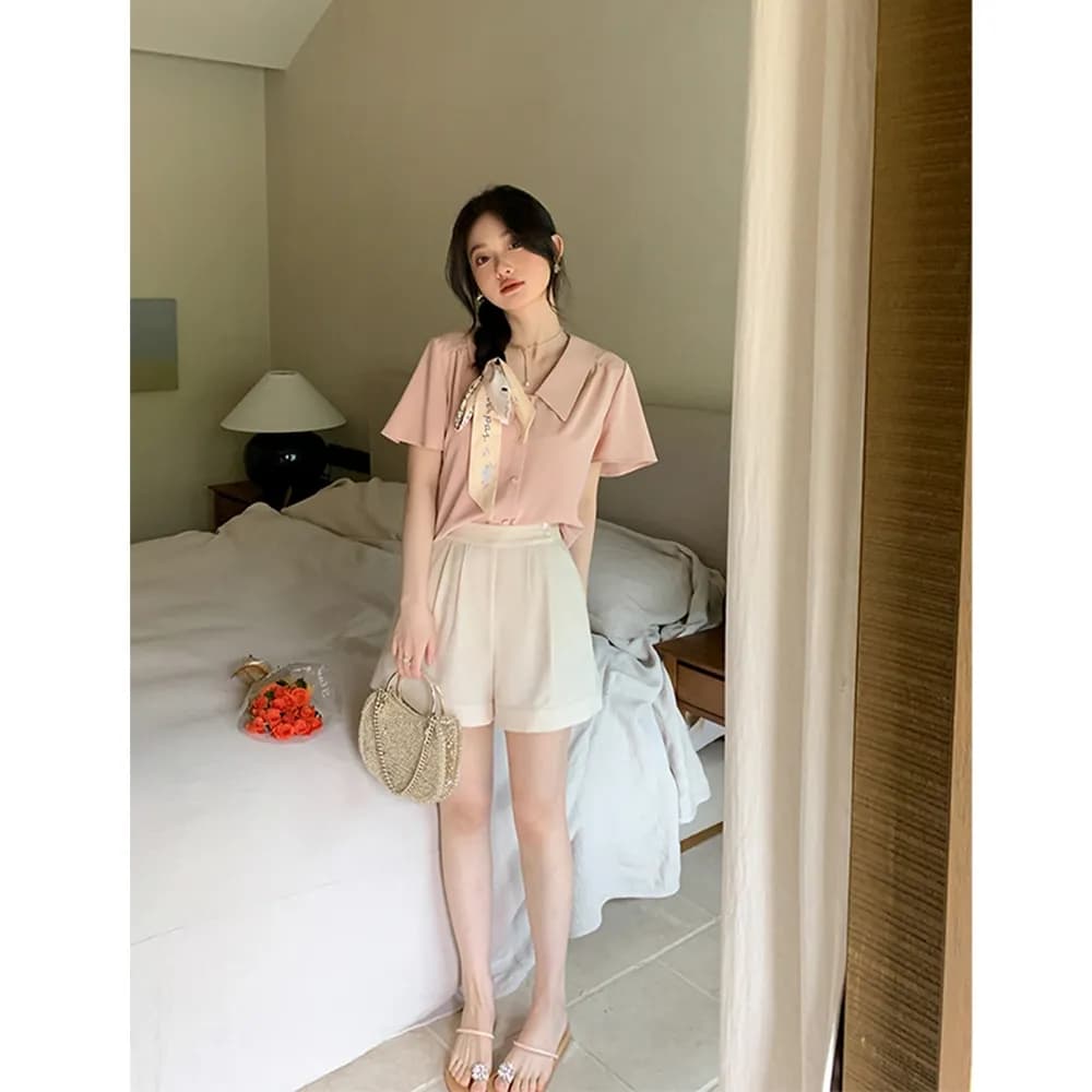 다람쥐 미스 마이크로 설탕 셔츠 출퇴근 반드시 보증금 달콤함 레이키 폴로 칼라 작은 셔츠 상세 이미지 4