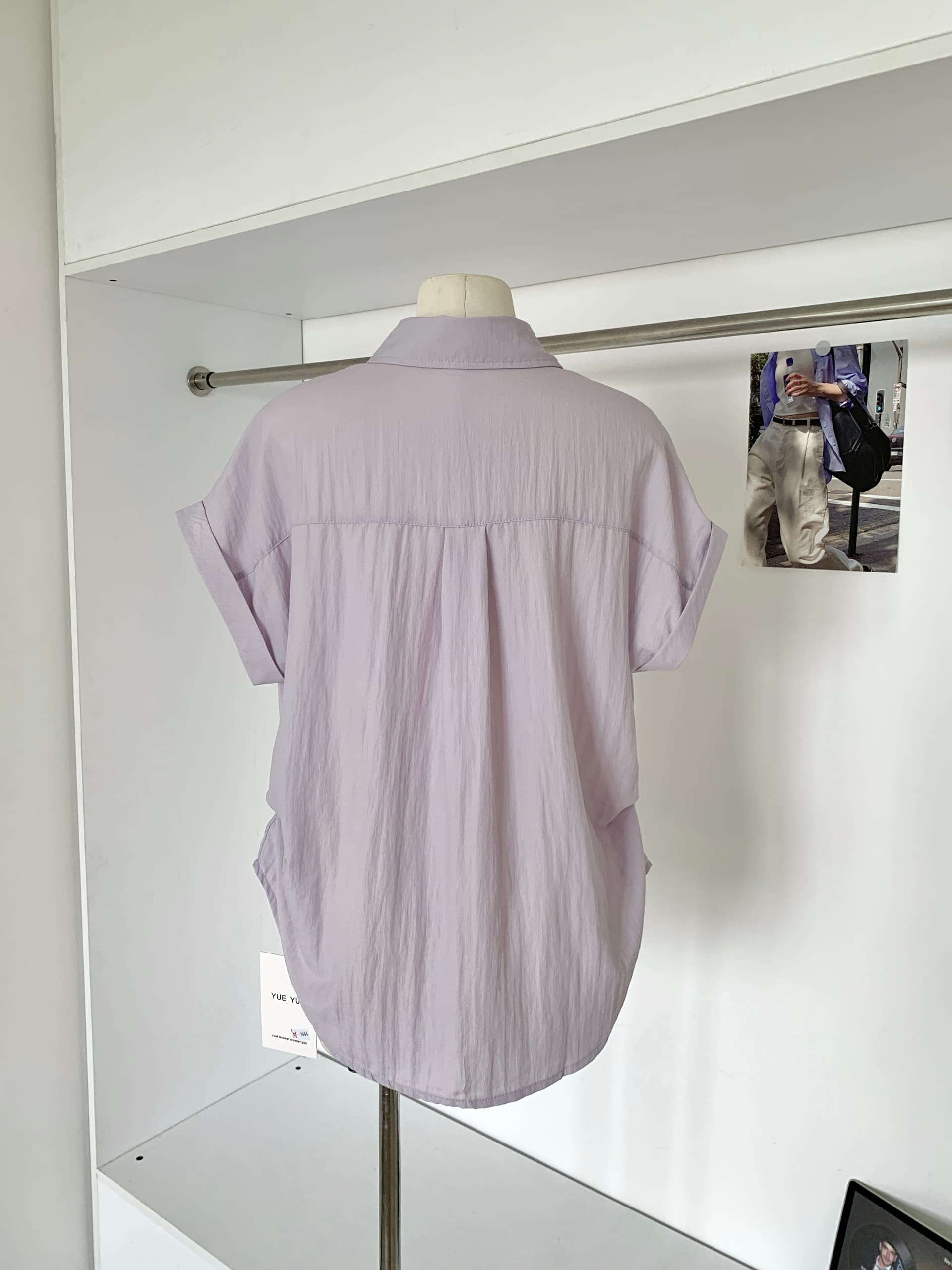 im ~까지 느슨함 그레이트 착용 주간 실크 라미 얇은 스타일 디자인 센스 핀치 Pleat 반팔 셔츠 상세 이미지 16