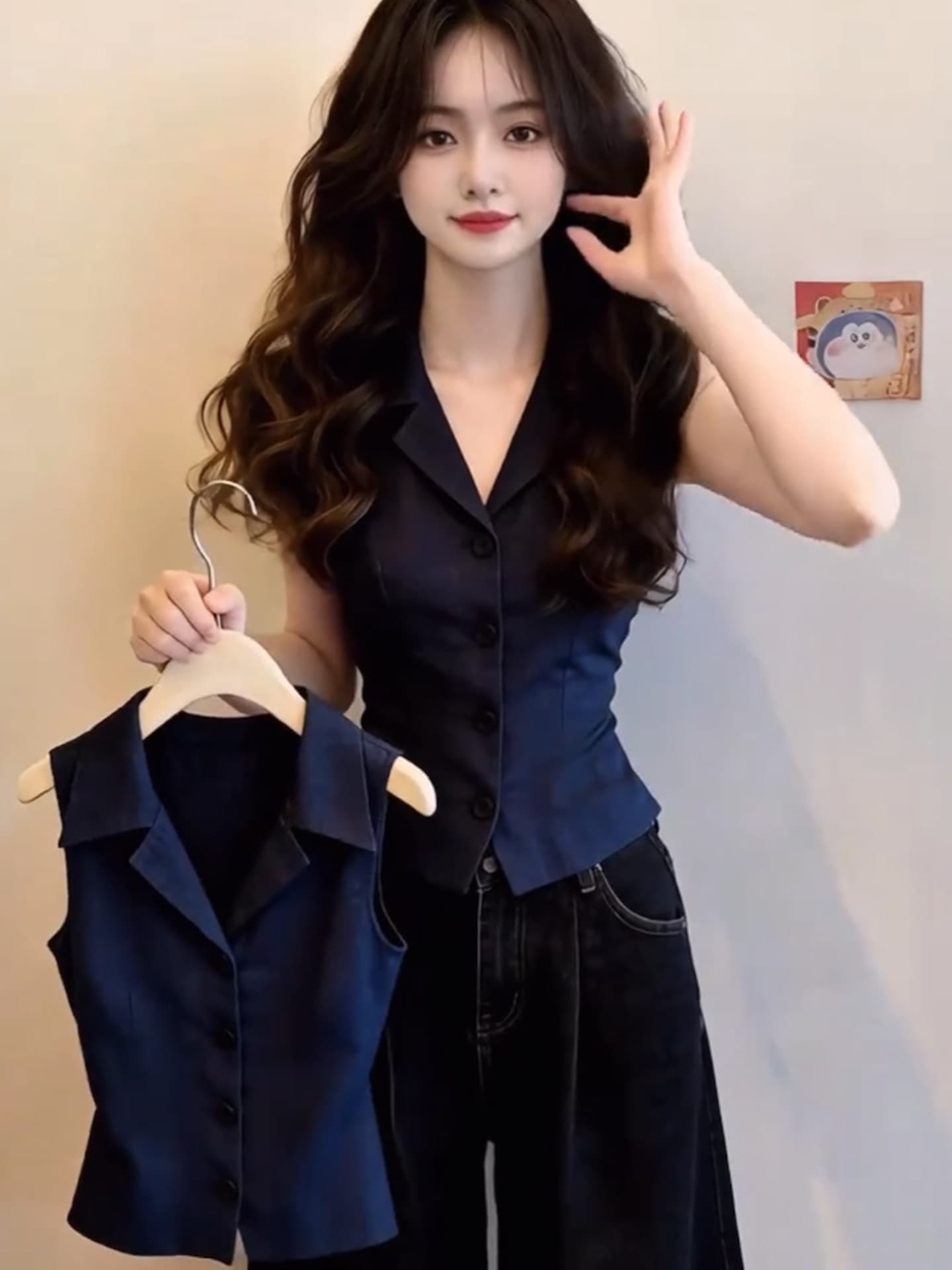 프랑스식 POLO 칼라 민소매 조끼 여성 셔츠 여름 디자인 센스 단추 허리 수축 몸매 가꾸기 작은 셔츠 품격 연령 감소 맨위 상세 이미지 1