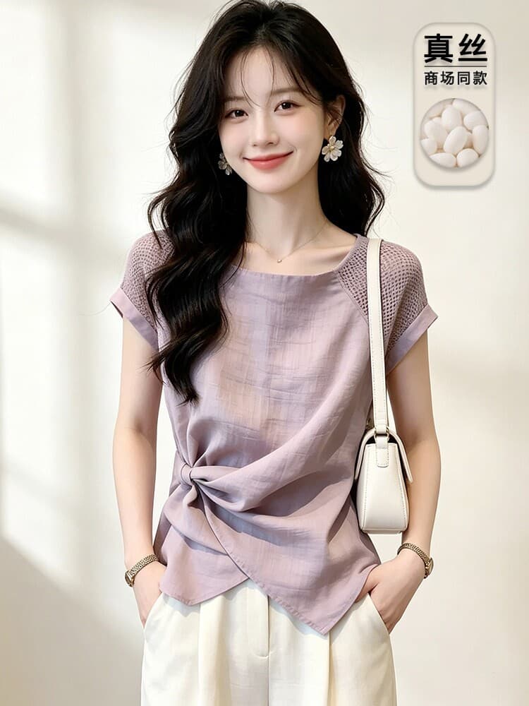 항저우 고급 셔츠 여성 반팔 패션 작은 셔츠 2026 여름 새로운 품격 맨위 이미지 3