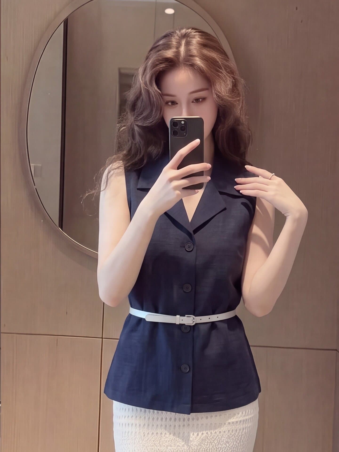 2026 년 여름 새로운 빅 사이즈 여성 의류 우아함 정장 칼라 허리 수축 표지 고기 슬림해 보이는 민소매 아마 베스트 오픈 가디건 이미지 3