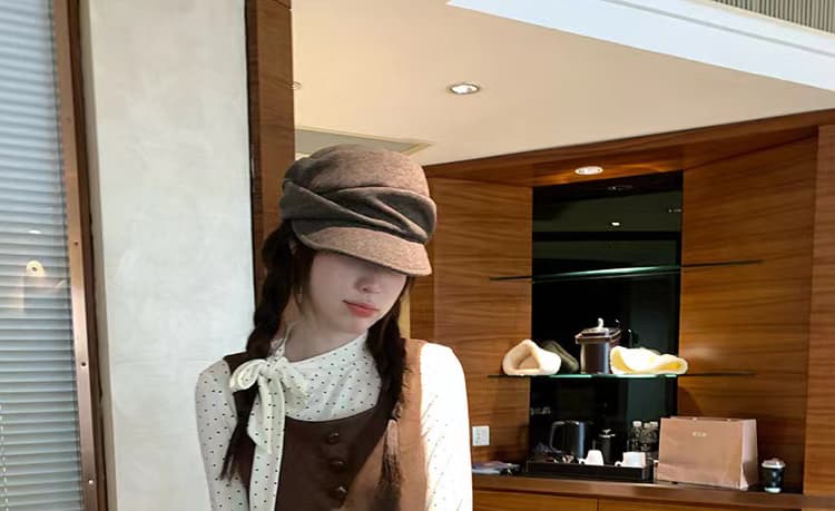 출산 착용 가을 겨울 새로운 도트 무늬 레이스업 기본 셔츠 달콤함 꽃밭 드레스 루즈핏 연령 감소 투피스 세트 재고 있음 상세 이미지 31