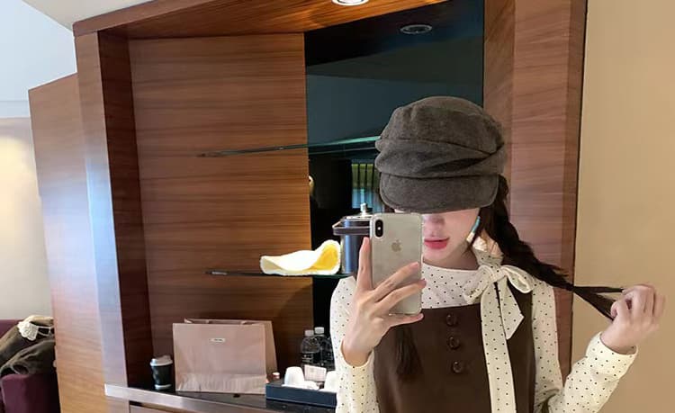 출산 착용 가을 겨울 새로운 도트 무늬 레이스업 기본 셔츠 달콤함 꽃밭 드레스 루즈핏 연령 감소 투피스 세트 재고 있음 상세 이미지 38