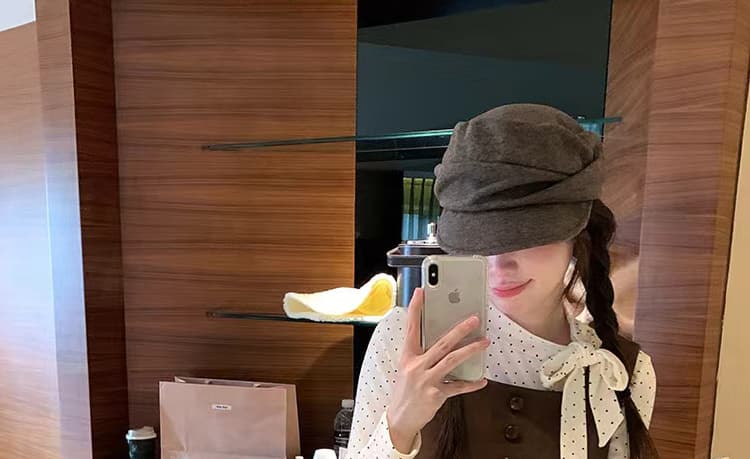 출산 착용 가을 겨울 새로운 도트 무늬 레이스업 기본 셔츠 달콤함 꽃밭 드레스 루즈핏 연령 감소 투피스 세트 재고 있음 상세 이미지 40