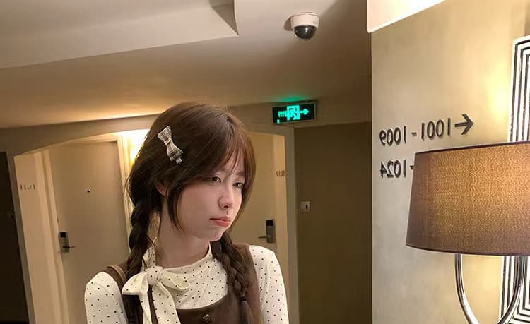 출산 착용 가을 겨울 새로운 도트 무늬 레이스업 기본 셔츠 달콤함 꽃밭 드레스 루즈핏 연령 감소 투피스 세트 재고 있음 상세 이미지 47