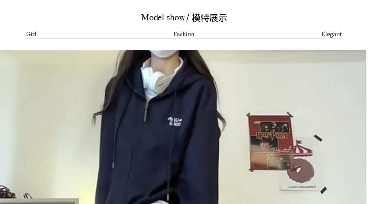 출산 착용 가을 루즈핏 슬림해 보이는 후드 티 스웨터 와이드 레그 팬츠 캐주얼 세트 상세 이미지 16