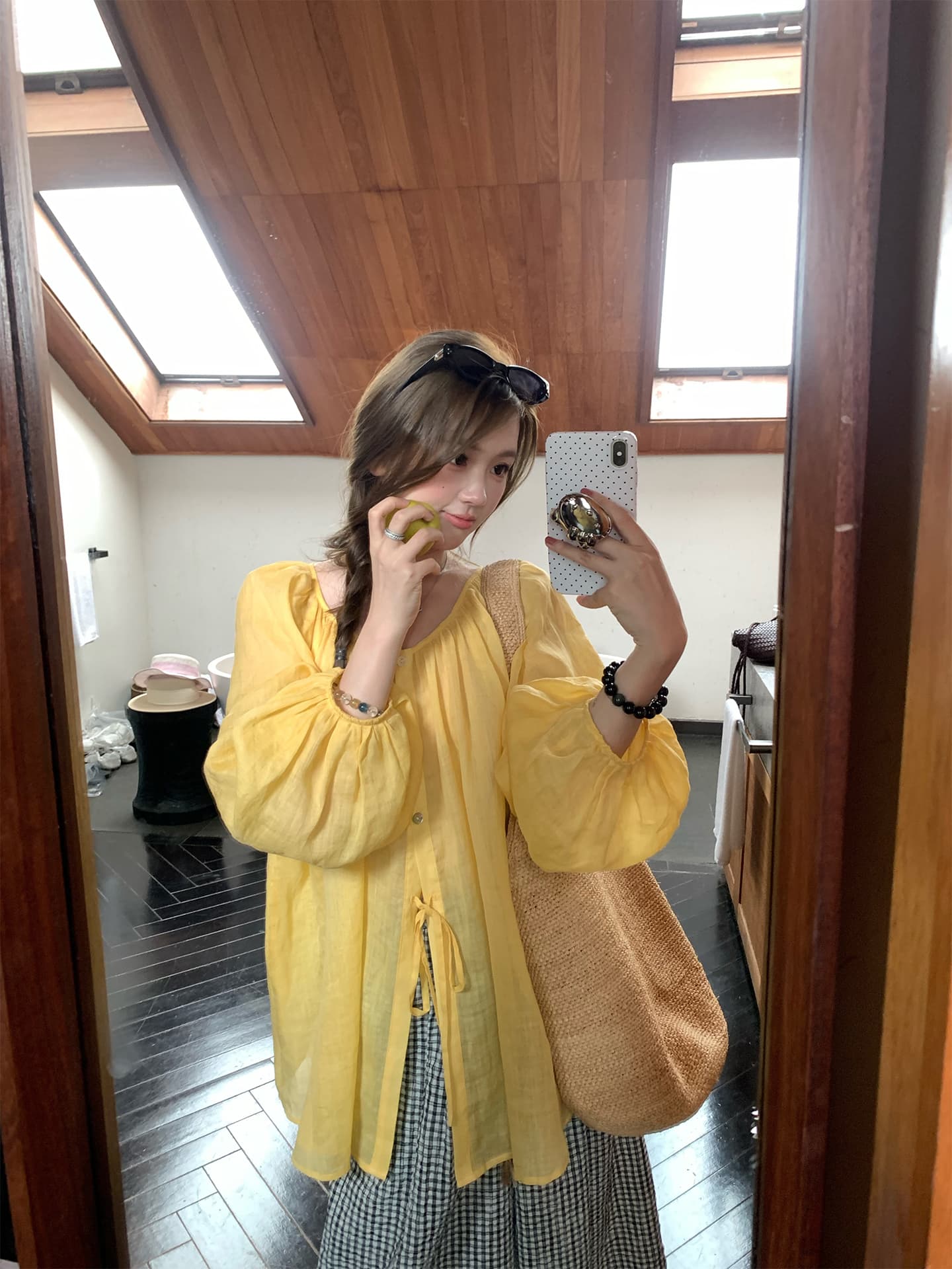 im ~까지 윌 호흡 ~ 중 자외선 차단 라미 주간 실크 가벼움 센스 벌룬 소매 맨위 여성 양면 착용 자외선 차단 작은 셔츠 이미지 4