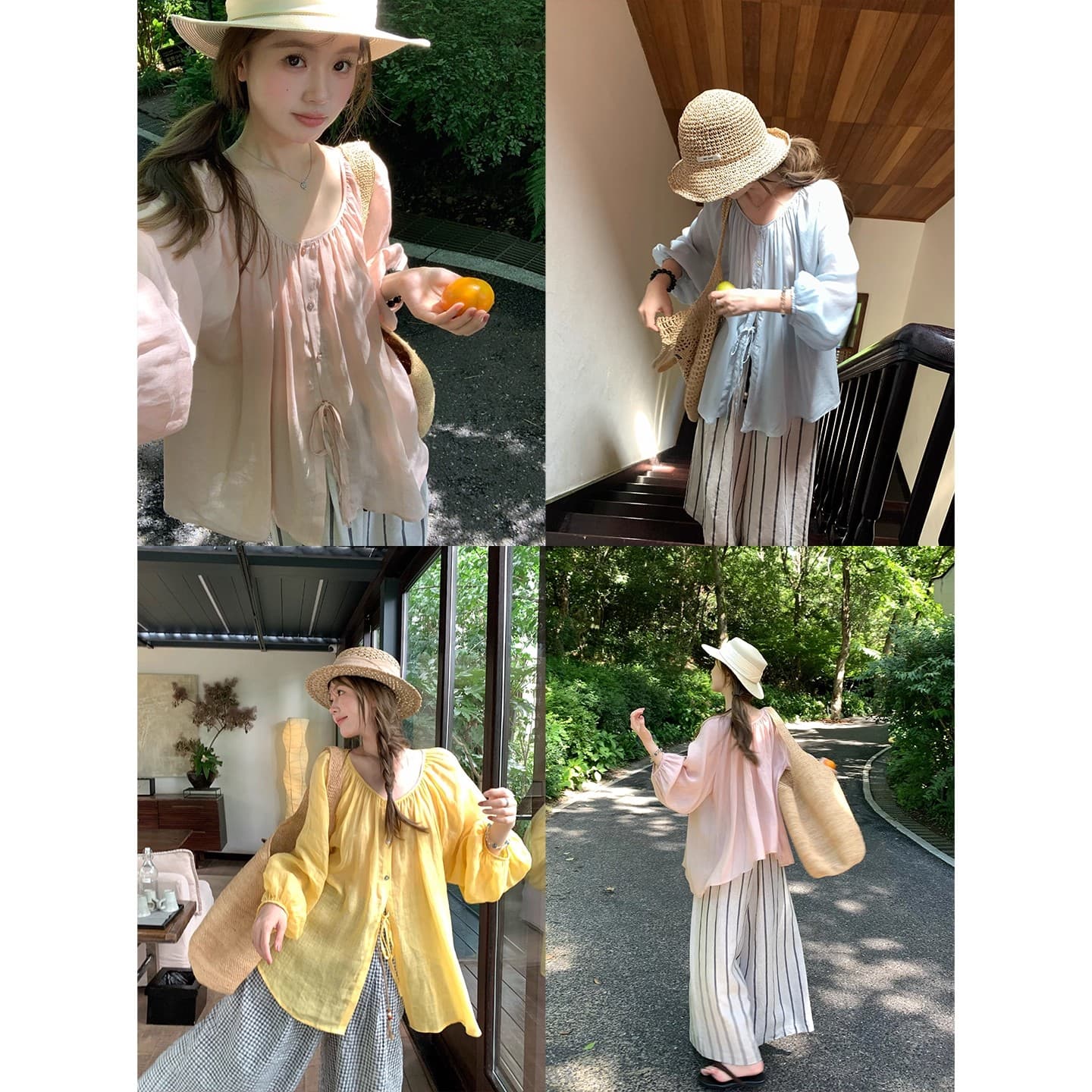 im ~까지 윌 호흡 ~ 중 자외선 차단 라미 주간 실크 가벼움 센스 벌룬 소매 맨위 여성 양면 착용 자외선 차단 작은 셔츠 상세 이미지 2