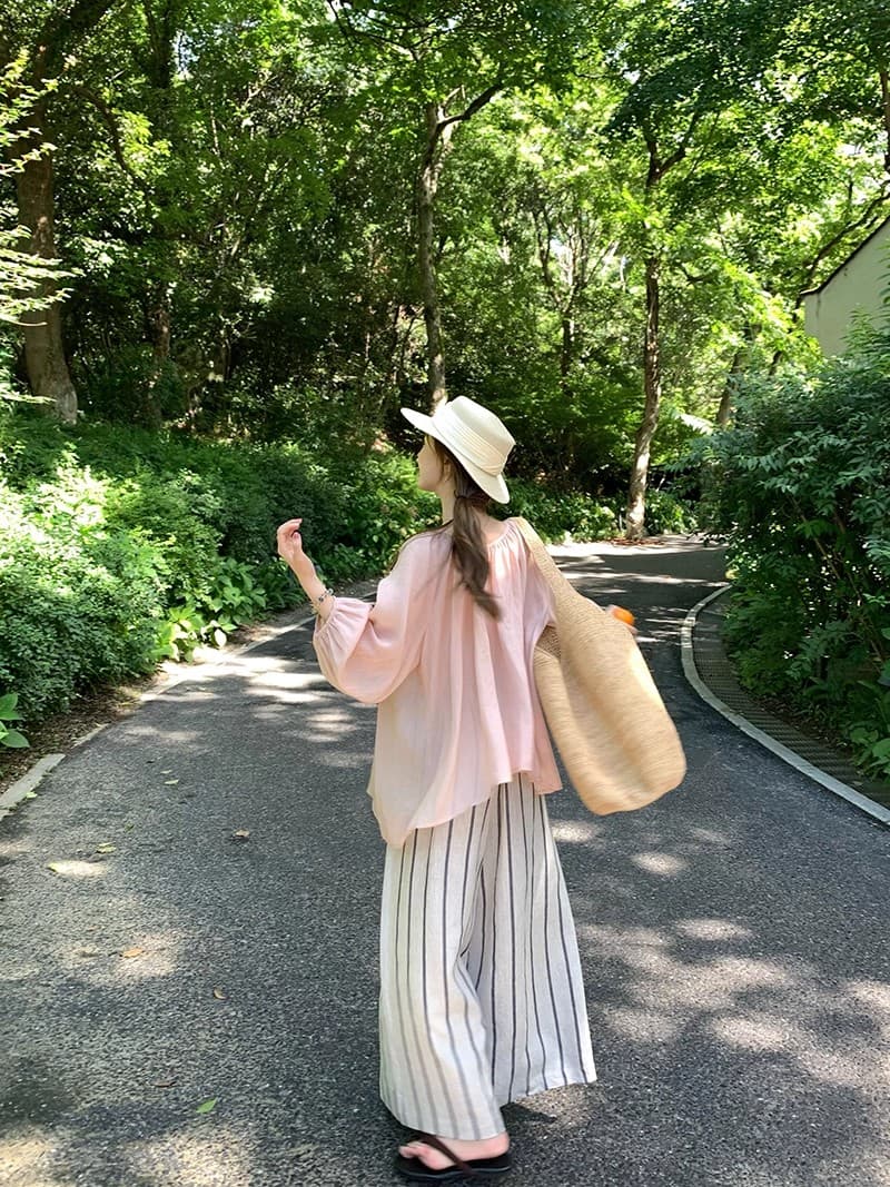 im ~까지 윌 호흡 ~ 중 자외선 차단 라미 주간 실크 가벼움 센스 벌룬 소매 맨위 여성 양면 착용 자외선 차단 작은 셔츠 상세 이미지 21