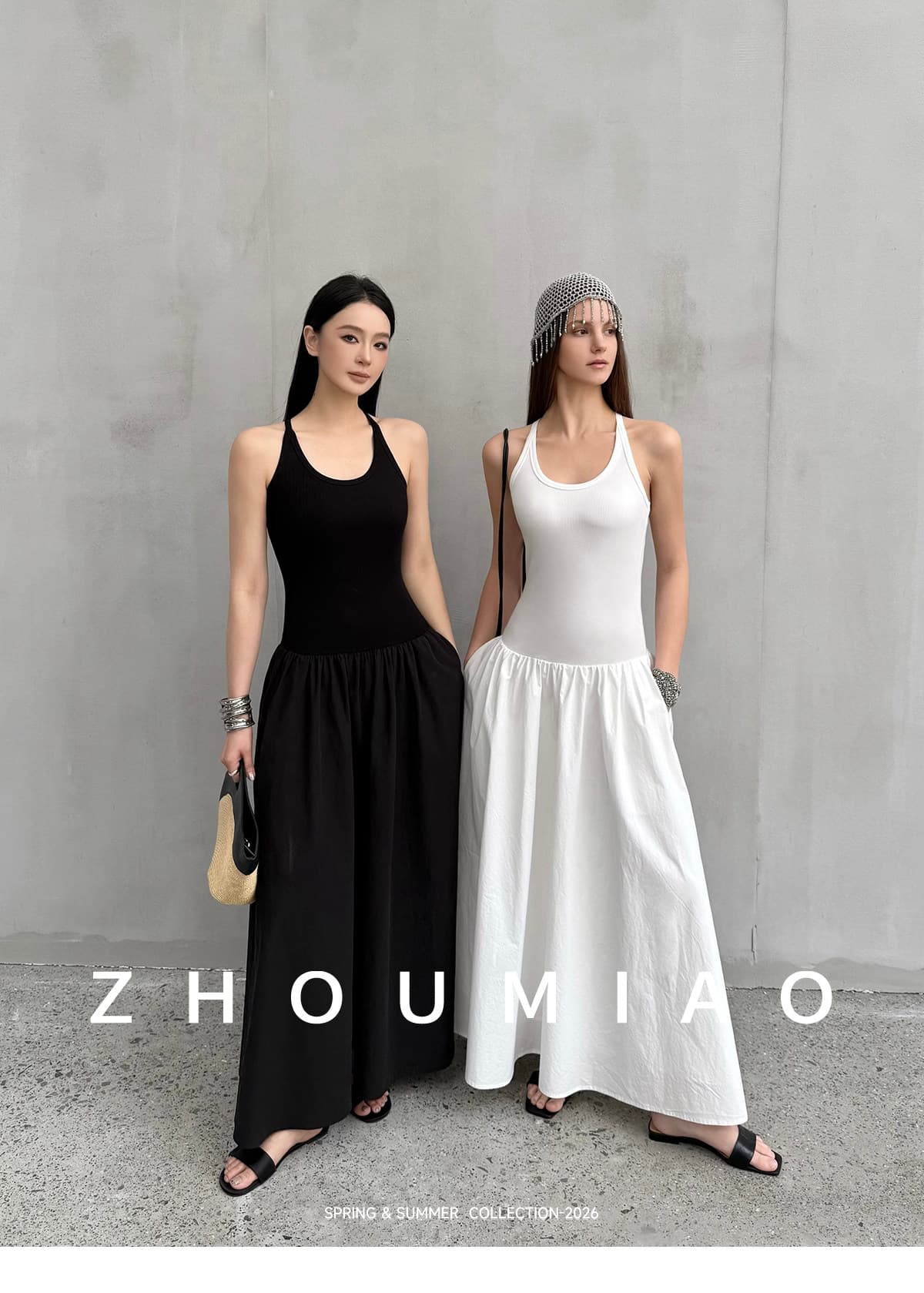 주 淼 zhoumiao 그는 벤 치마 3.0 바늘 셔틀 패치워크 여신 드레스 단어 조끼 롱 스커트 여성 상세 이미지 7