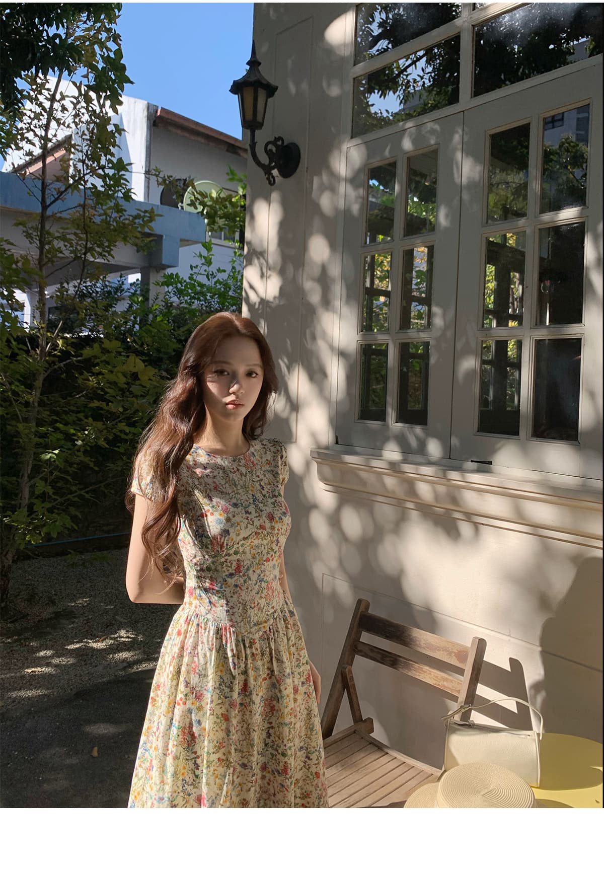 neurcz 모네 꽃 편지 반팔 꽃무늬 순면 여성 드레스 봄 여름 라운드 넥 길다 쇼트 스타일 몸매 가꾸기 허리 수축 치마 상세 이미지 17
