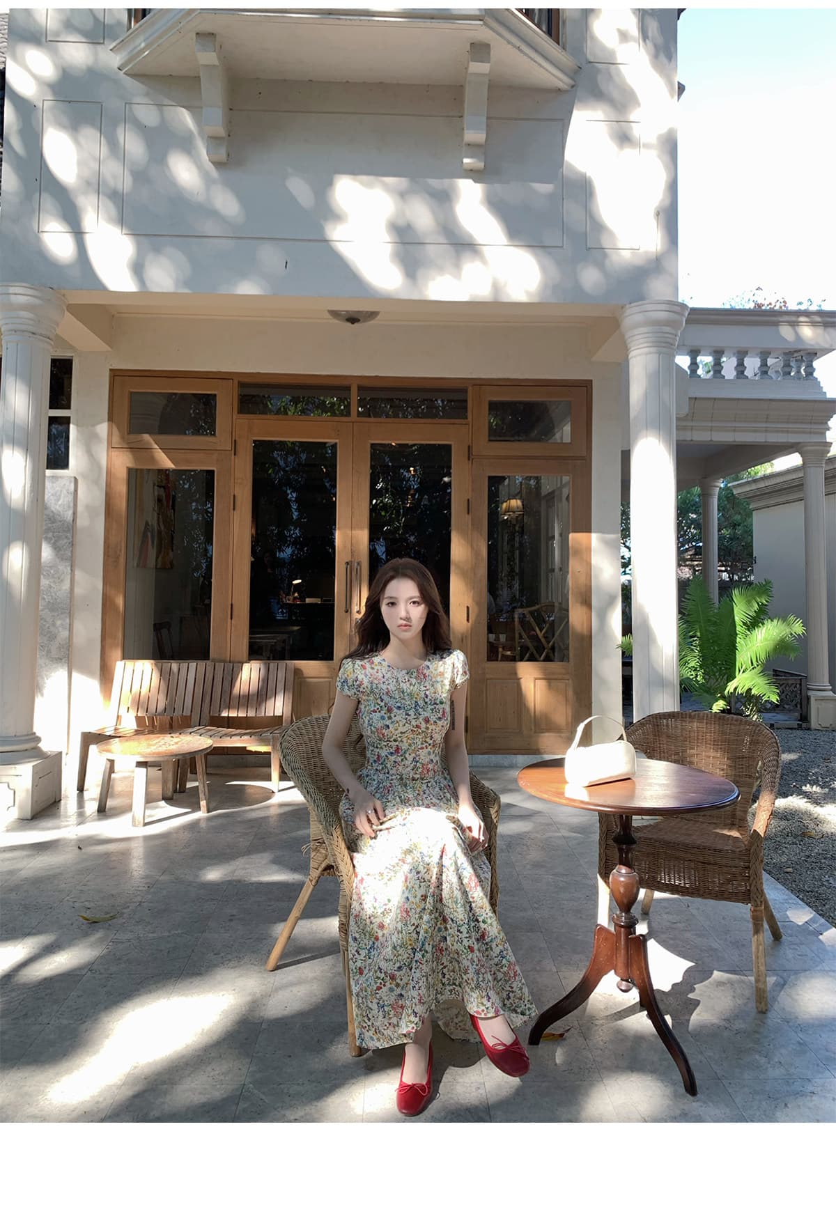 neurcz 모네 꽃 편지 반팔 꽃무늬 순면 여성 드레스 봄 여름 라운드 넥 길다 쇼트 스타일 몸매 가꾸기 허리 수축 치마 상세 이미지 37