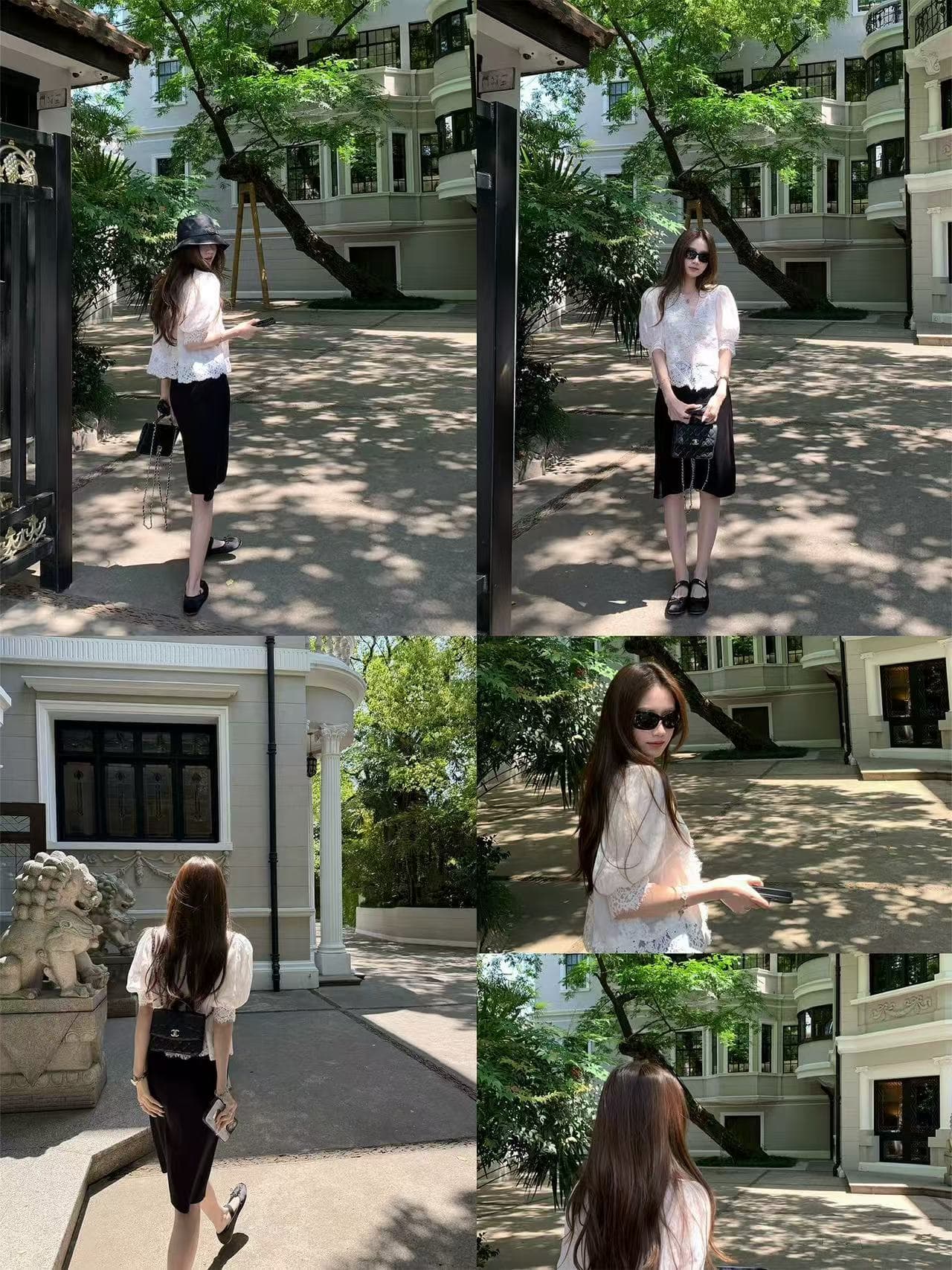 superniniyy 데이트 일기 100 라미 맞춤 패치워크 레이스 부드러운 거품 소매 셔츠 맨위 이미지 2