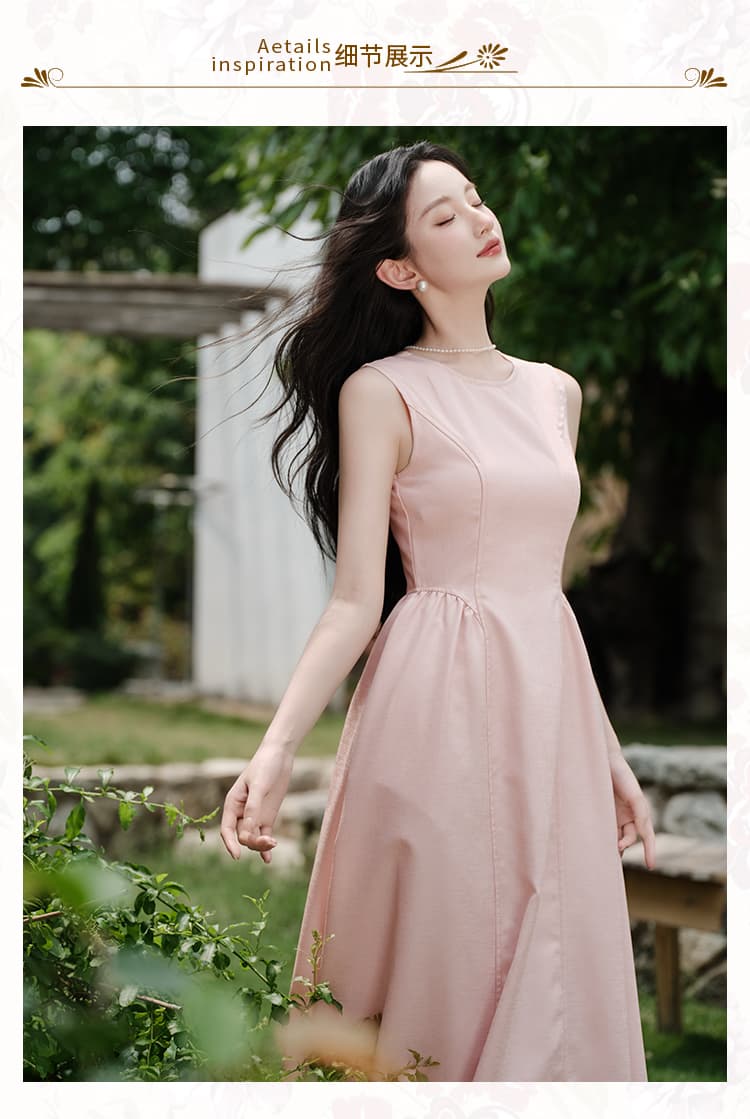 실사 주름 허리 수축 품격 빛 럭셔리 여름 슬림해 보이는 드레스 40 상세 이미지 3