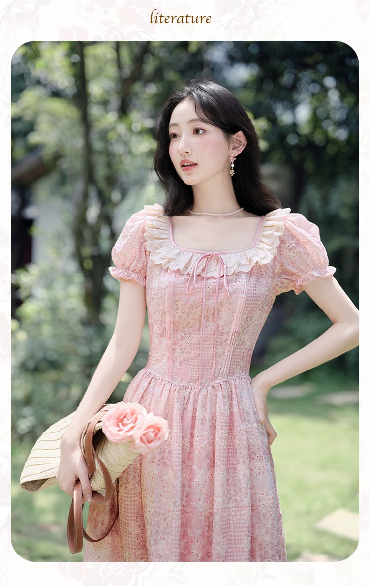 실사 프랑스식 무거운 작업 자수 여성 드레스 여름 품격 롱 스커트 새로운 40 상세 이미지 17
