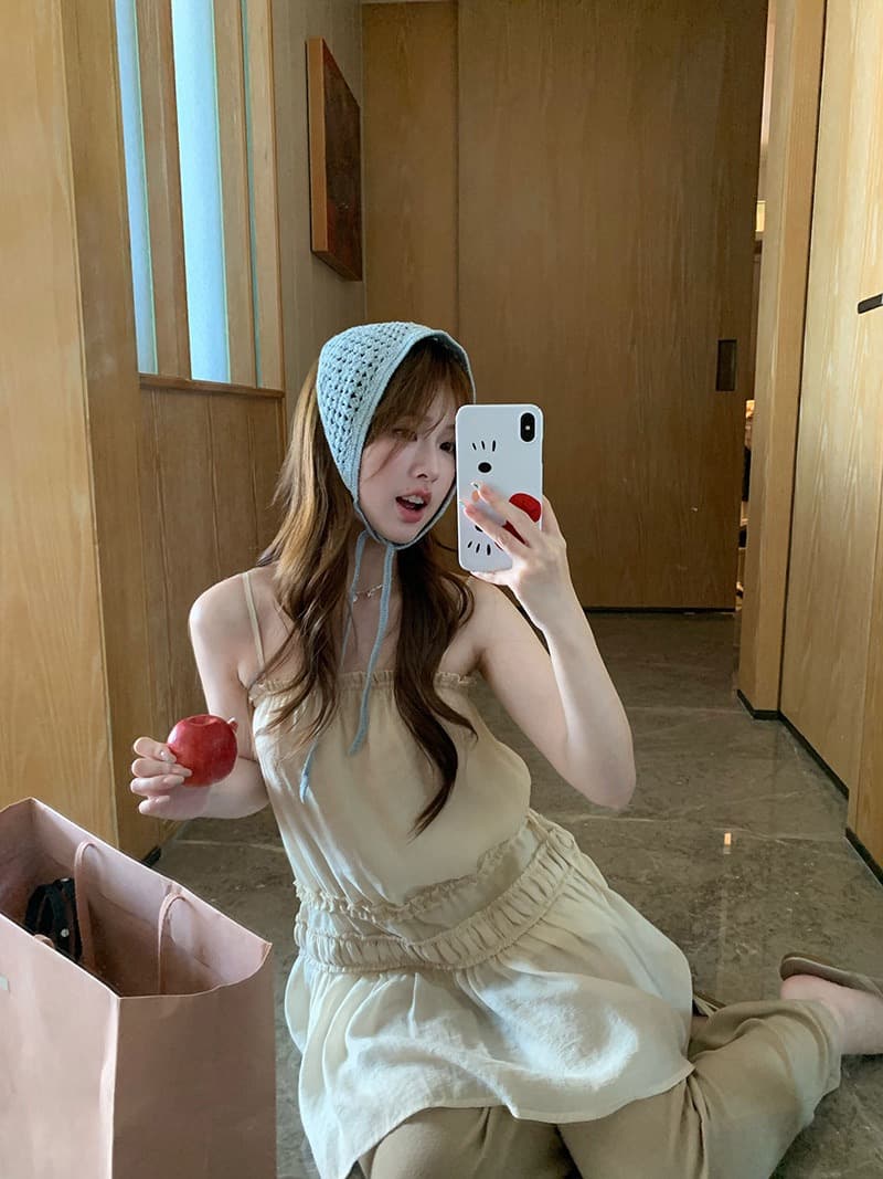 im ~까지 이슬 생각하기 같은 단락 라이 경기 서울 3 차원 주름 프릴 슬립 드레스 부드러운 도루 센스 마이크로 a 드레스 이미지 2