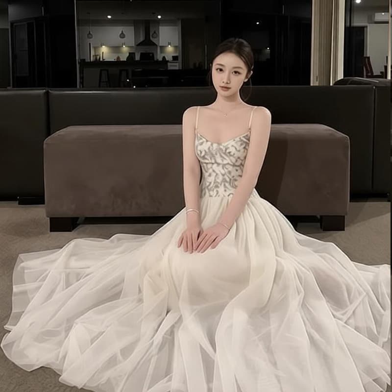 밤나무 코코아 bankelili 중년 보여주기 필드 jennie 같은 단락 주간 실크 허리 수축 망사 생선뼈 예복 치마 이미지 3