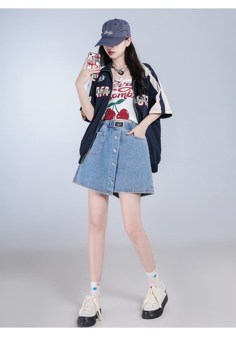 실사 치마 바지 와이드 밴딩 하이웨이스트 스트레이트 넓은 다리 슬림해 보이는 데님 반바지 XL 여성 의류 지방 mm 230kg 상세 이미지 16