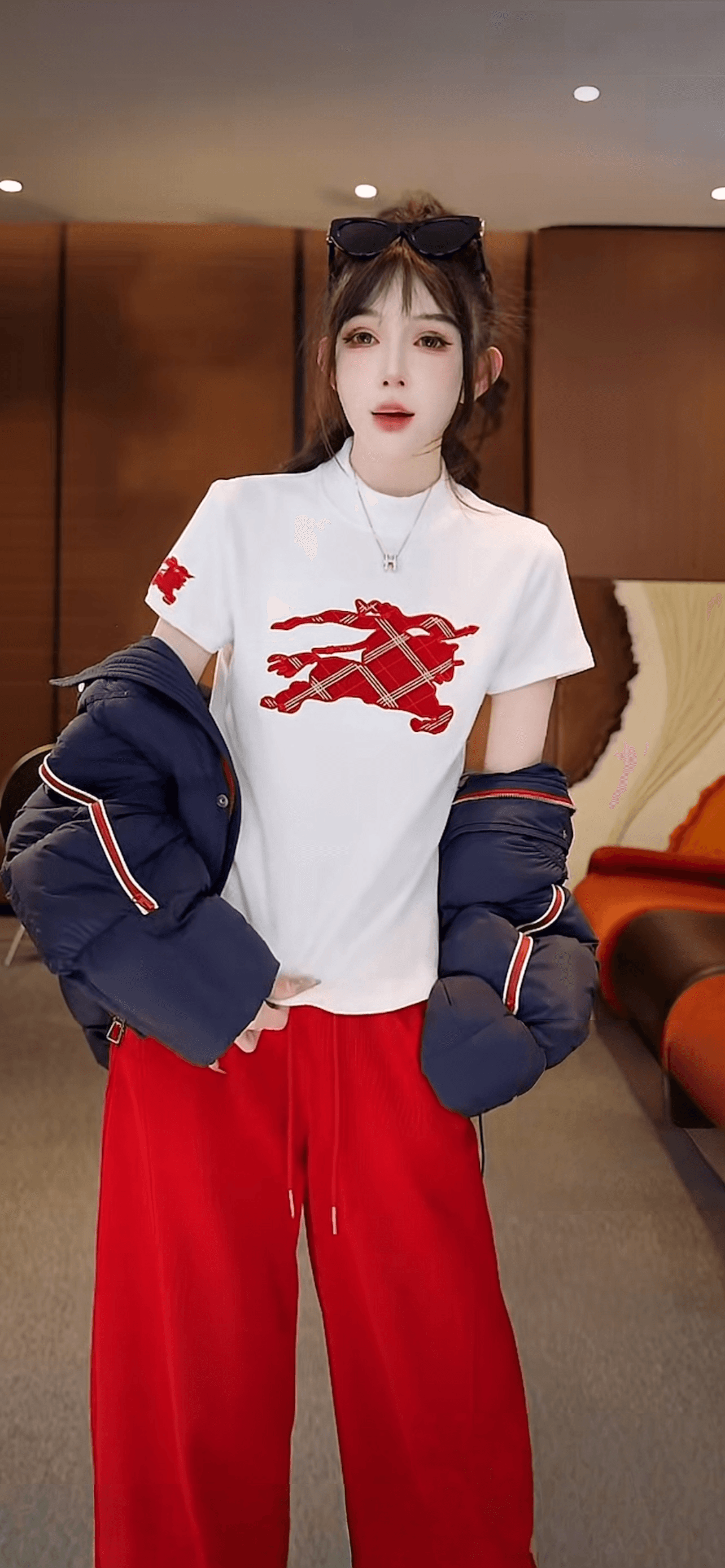 장난 치는 말 2026 새로운 디자인 센스 무거운 작업 자수 기초 섹션 단색 반팔 티셔츠 상세 이미지 1