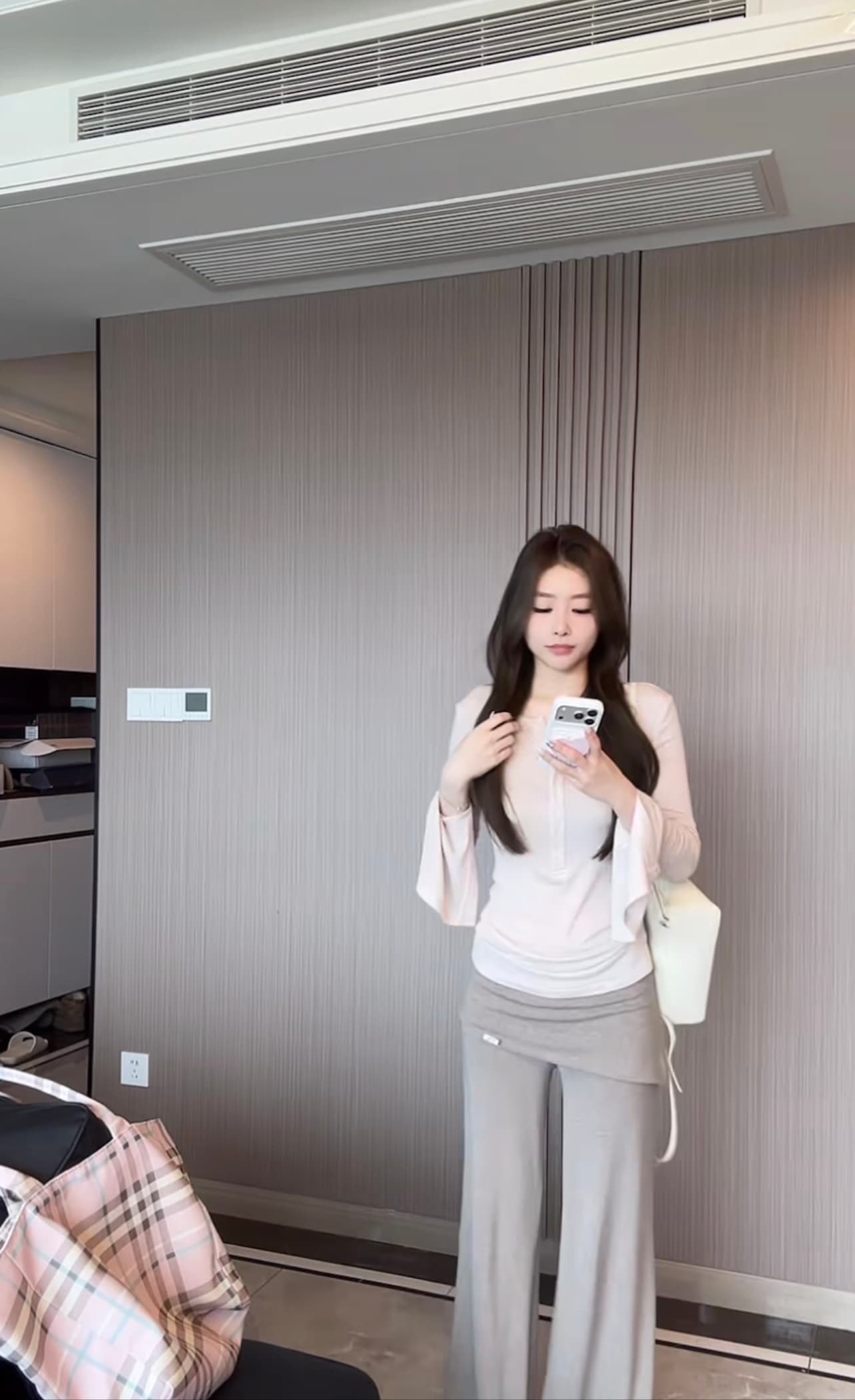 발레 우유 버블 부드러운 한 여성 블루 좋은 주간 실크 작은 대중 디자인 순수한 욕망 바람 나팔 소매 맨위 상세 이미지 6