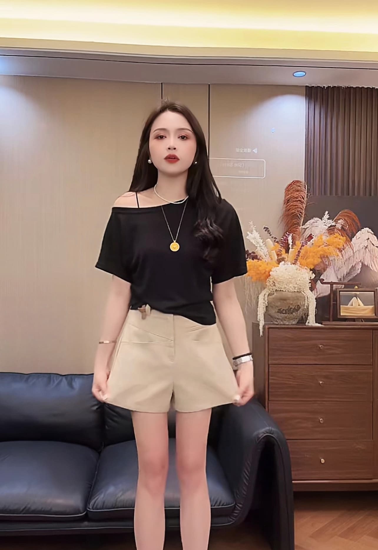 부드러운 찹쌀 한 단어 1984 여름 비스듬한 칼라 오프숄더 품격 슬림해 보이는 다용도 작은 맨위 상세 이미지 9