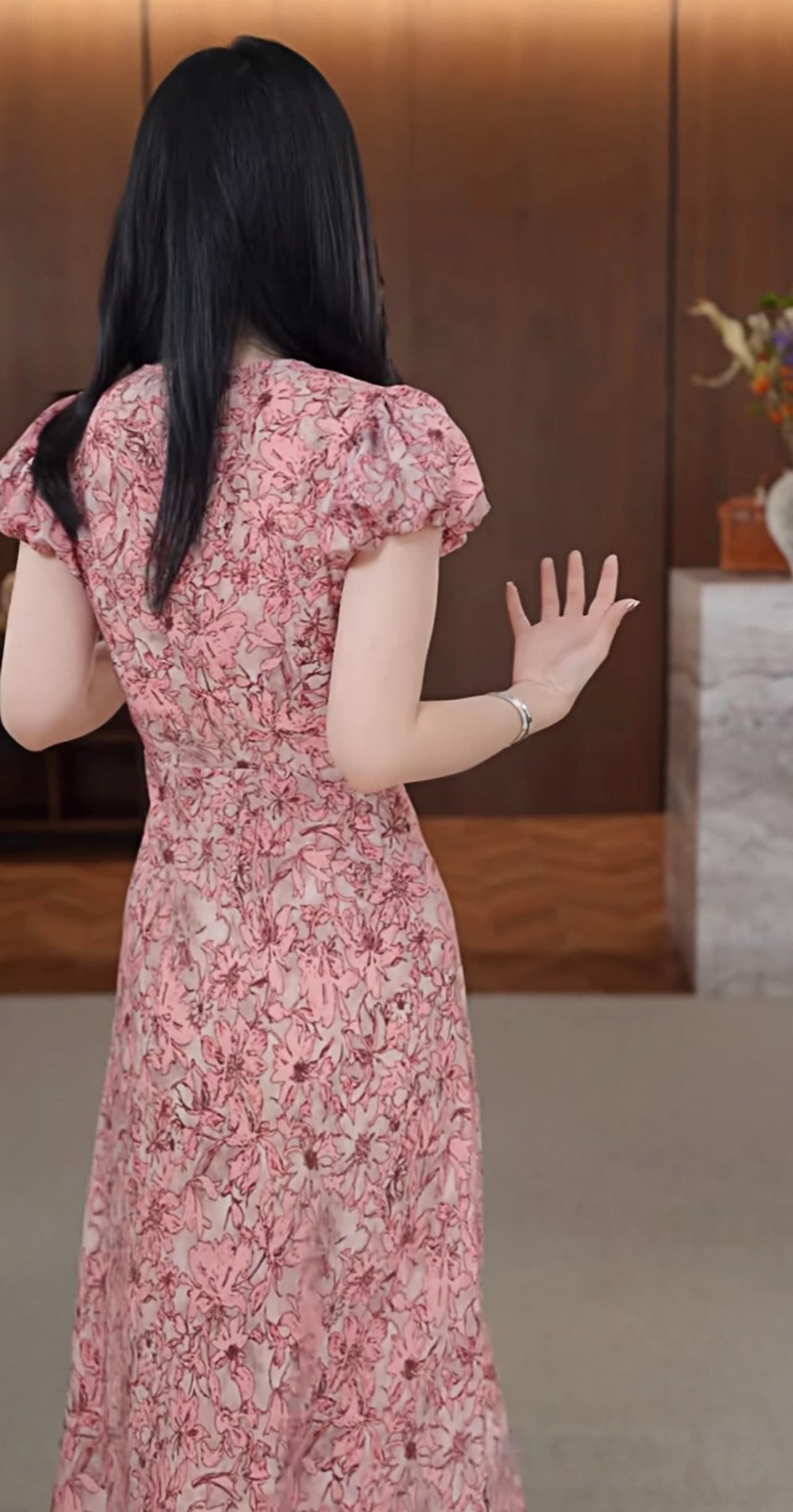 녹색 치자 나무 여름 새로운 패션 다용도 연령 감소 품격 비스듬한 자르다 꽃무늬 허리 수축 드레스 상세 이미지 6