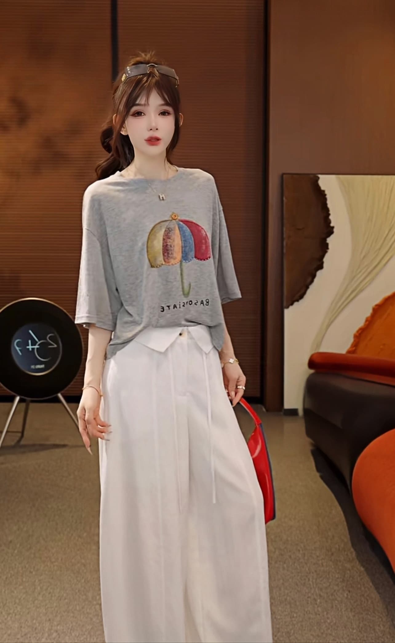 무지개 우산 2026 여름 루즈핏 대 에디션 슬림해 보이는 반팔 티셔츠 상세 이미지 6