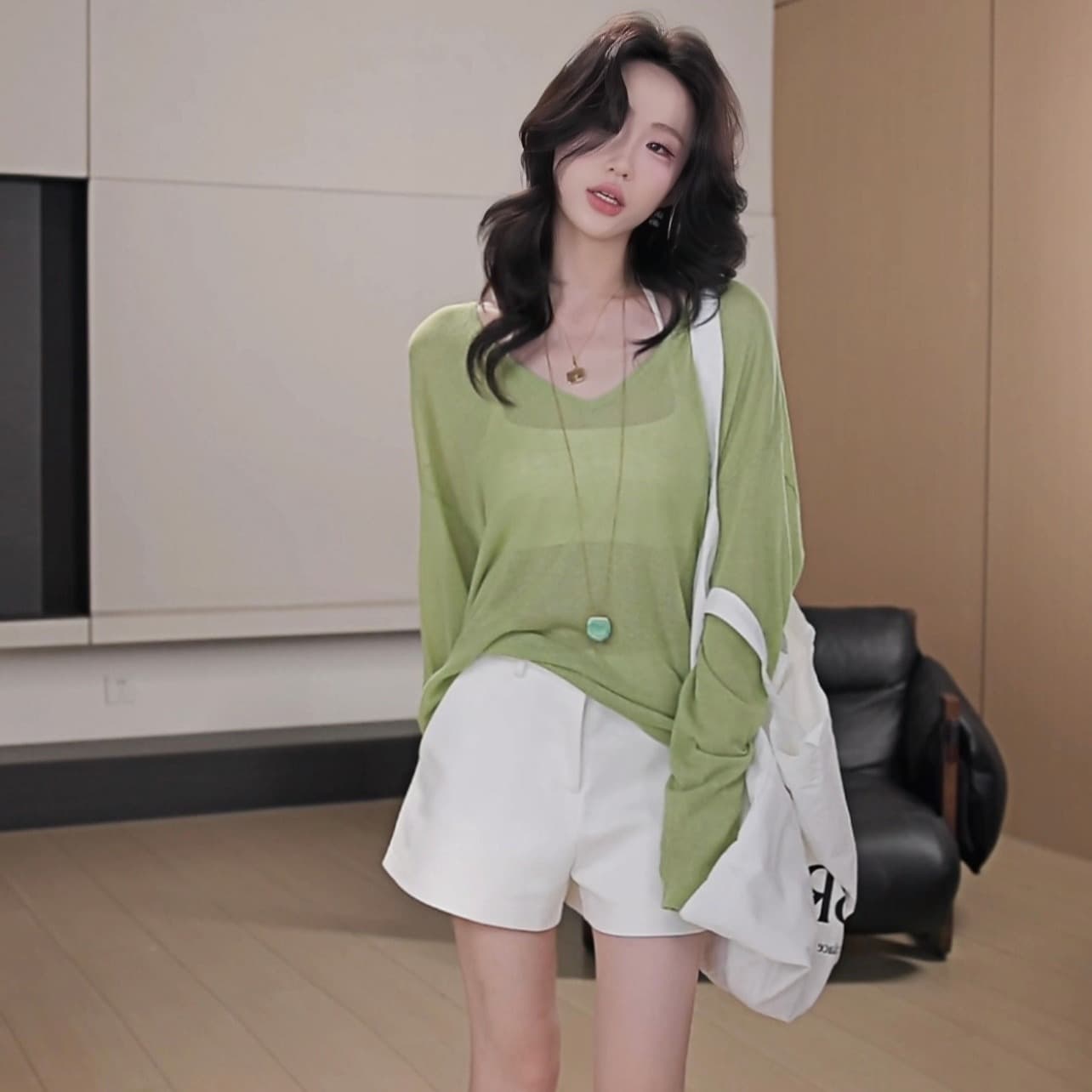 느슨함 천천히 여단 캐주얼 바람 루즈핏 단색 자외선 차단 블라우스 여름 다용도 에어컨 셔츠 이미지 6