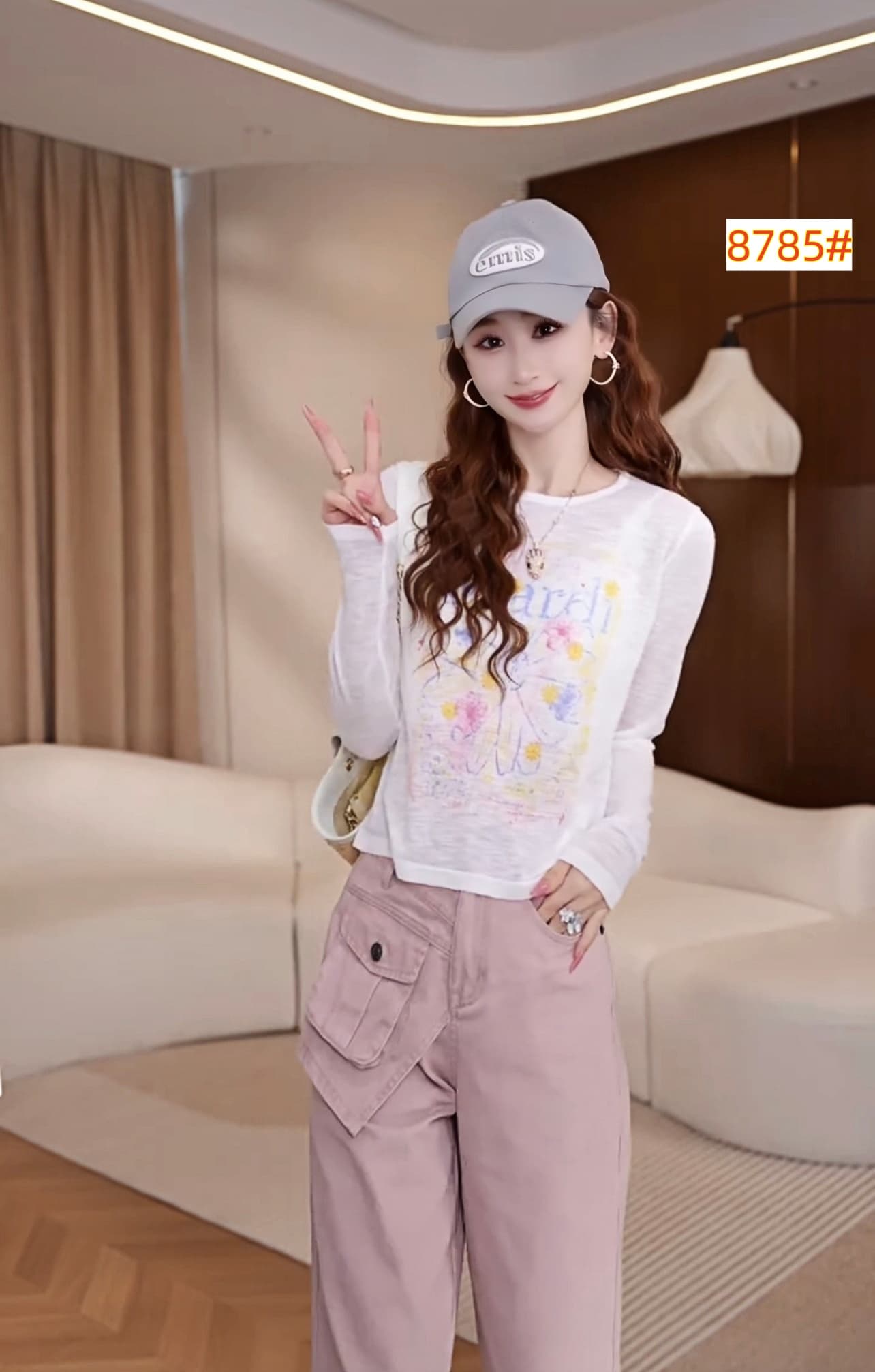 데이지 프린트 통기성 긴 소매 티셔츠 이미지 2
