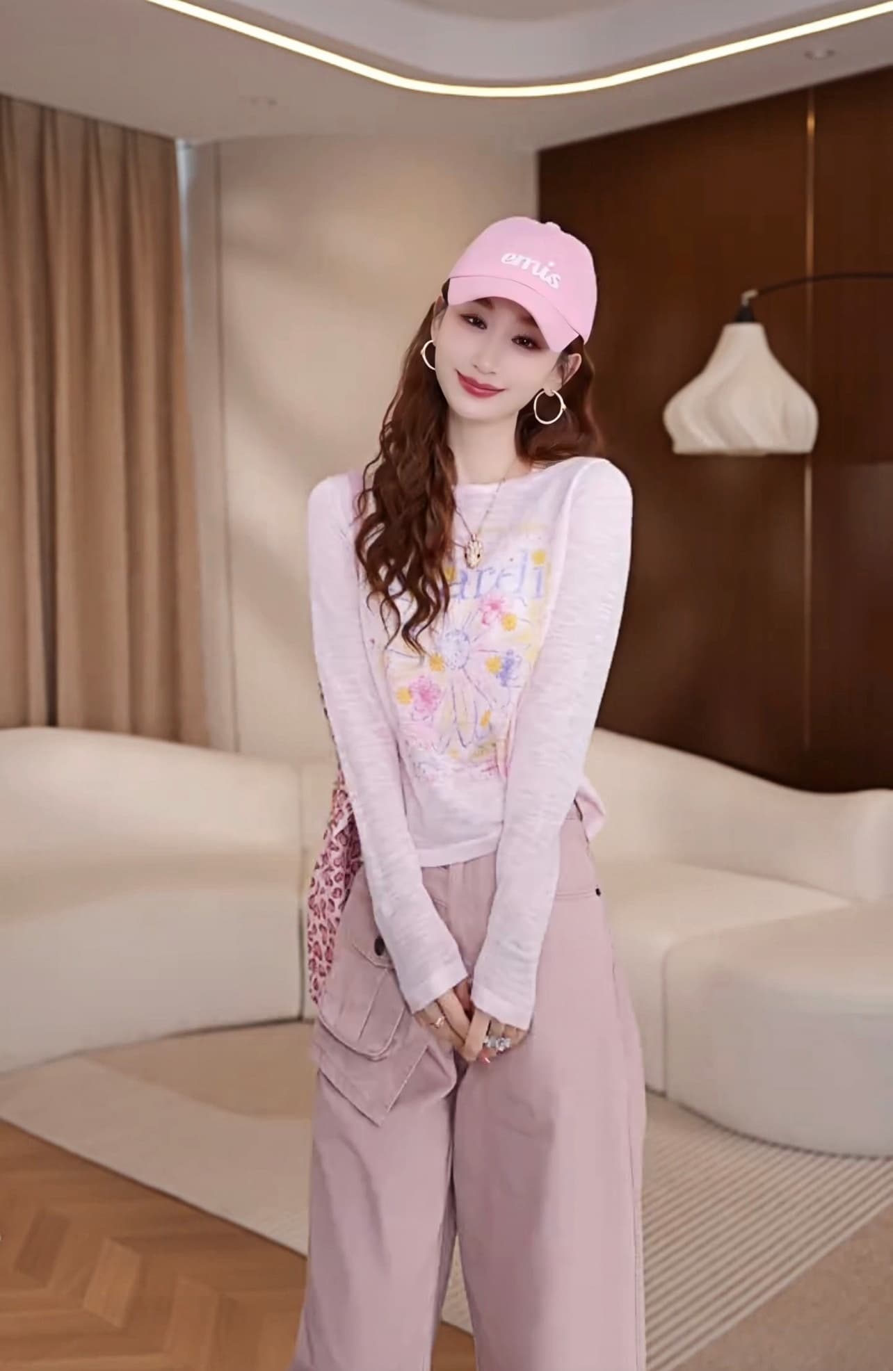 데이지 프린트 통기성 긴 소매 티셔츠 이미지 3