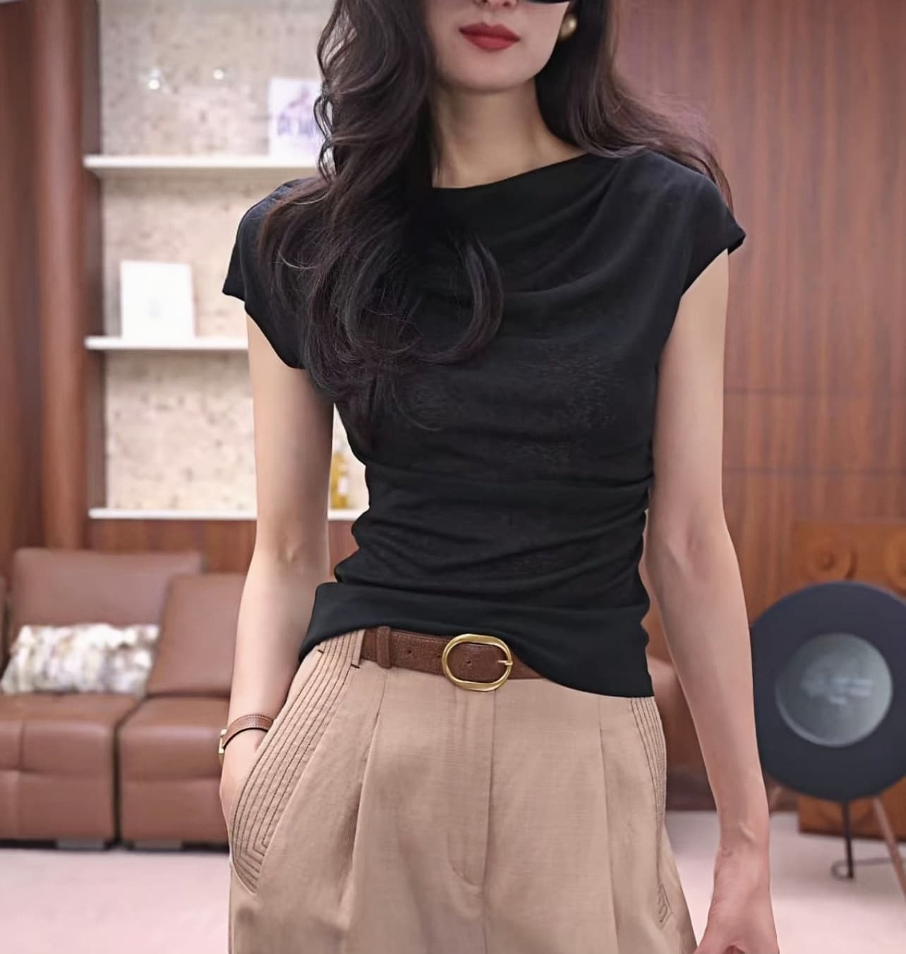 슬림해 보이는 t 대나무 마디 실 26 여름 새로운 한 부서 패션 흔들다 칼라 반팔 티셔츠 상세 이미지 5