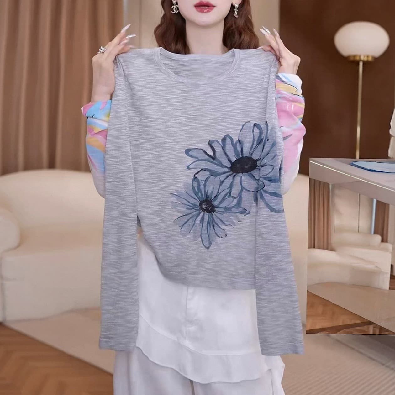 여름 새로운 데이지 디자인 센스 품격 다용도 블라우스 맨위 이미지 6