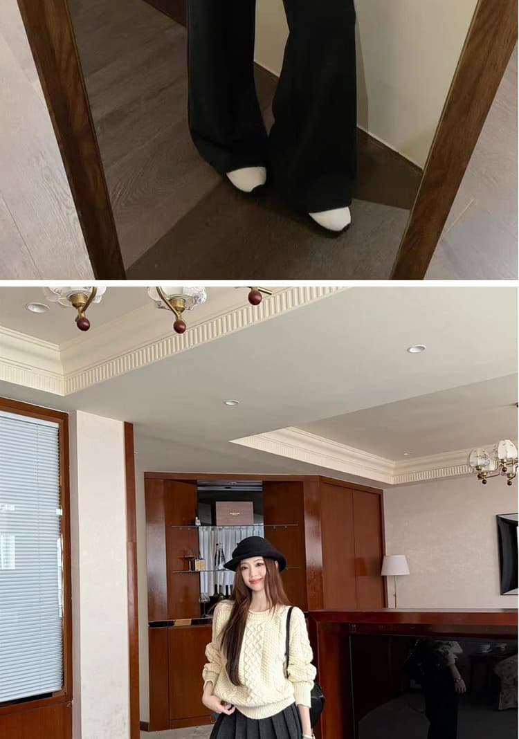 지금 임산부 플리츠 스커트 랩스커트팬츠 바지 페이크 레이어드 스택 착용 가을 겨울 의류 2026 새로운 털이 있는 캐주얼 부츠컷 바지 긴 바지 상세 이미지 29