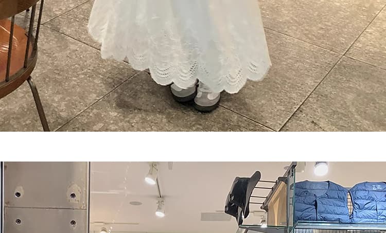 지금 새로운 임산부 부드러운 바람 꽃 자수 화이트 반신 스커트 표지 넓적 다리 슬림해 보이는 중간 길이 다용도 A라인 스커트 여름 상세 이미지 61