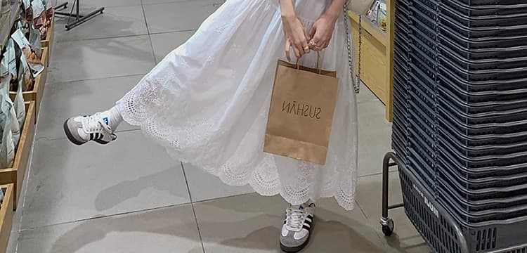 지금 새로운 임산부 부드러운 바람 꽃 자수 화이트 반신 스커트 표지 넓적 다리 슬림해 보이는 중간 길이 다용도 A라인 스커트 여름 상세 이미지 73
