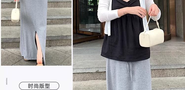 지금 임산부 부드러운 찹쌀 도루 센스 반신 스커트 없음 복부 지지 치마 다용도 임산부 인어 꼬리 두꺼운 순면 스트레이트 롱 스커트 상세 이미지 11