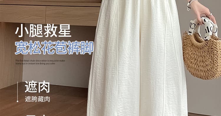 임산부 9 포인트 꽃밭 바지 여름 얇은 스타일 2026 새로운 통기성 작은 키 우유 푸 바지 넓은 다리 9부 바지 상세 이미지 12