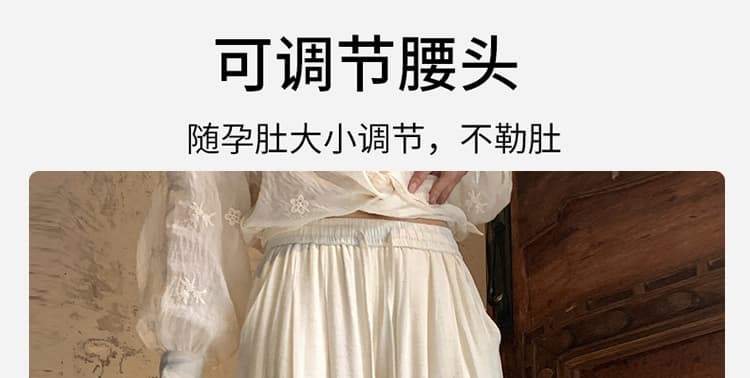2026 새로운 임산부 면 린넨 편안함 스트레이트 캐주얼 와이드 레그 팬츠 디자인 센스 다용도 루즈핏 편안함 면 린넨 긴 바지 상세 이미지 13