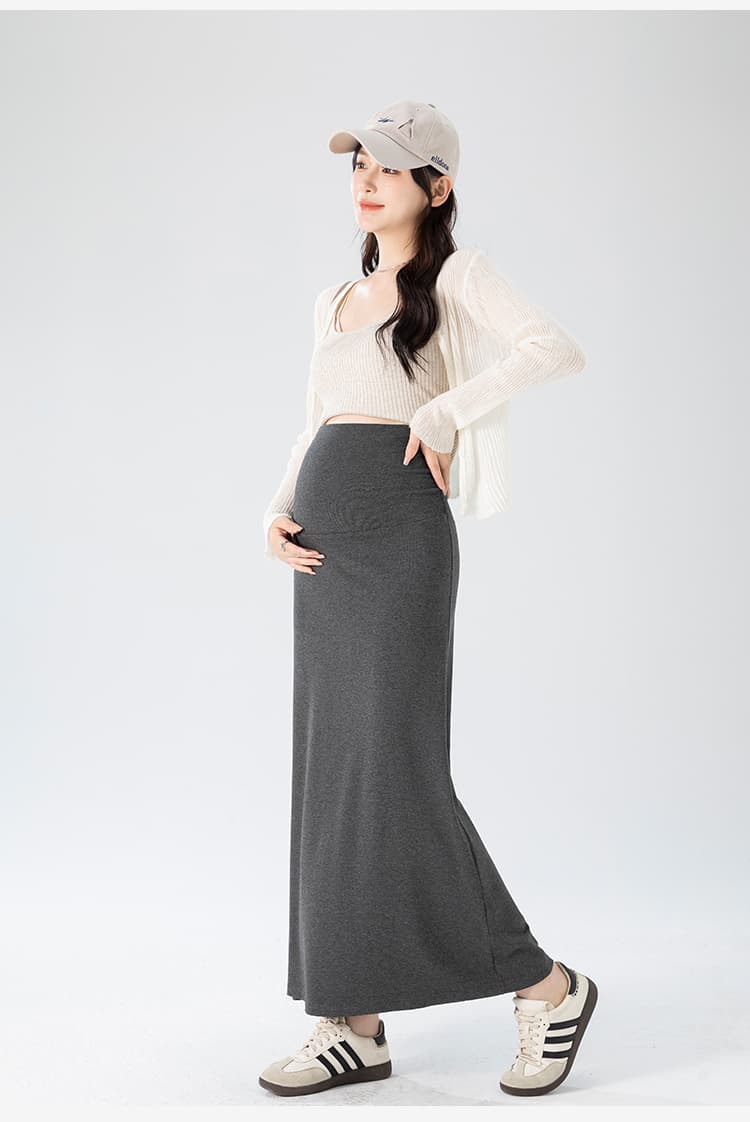 실사 2026 가을 새로운 임산부 반신 스커트 고급 센스 임산부 순면 모달 캐주얼 다용도 스트레이트 치마 상세 이미지 15