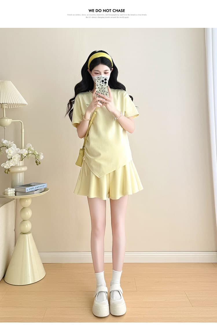재고 있음 재고 있음 실사 여름 신제품 루즈핏 티셔츠 반바지 미니멀리즘 나가라. 투피스 세트 6178 상세 이미지 13