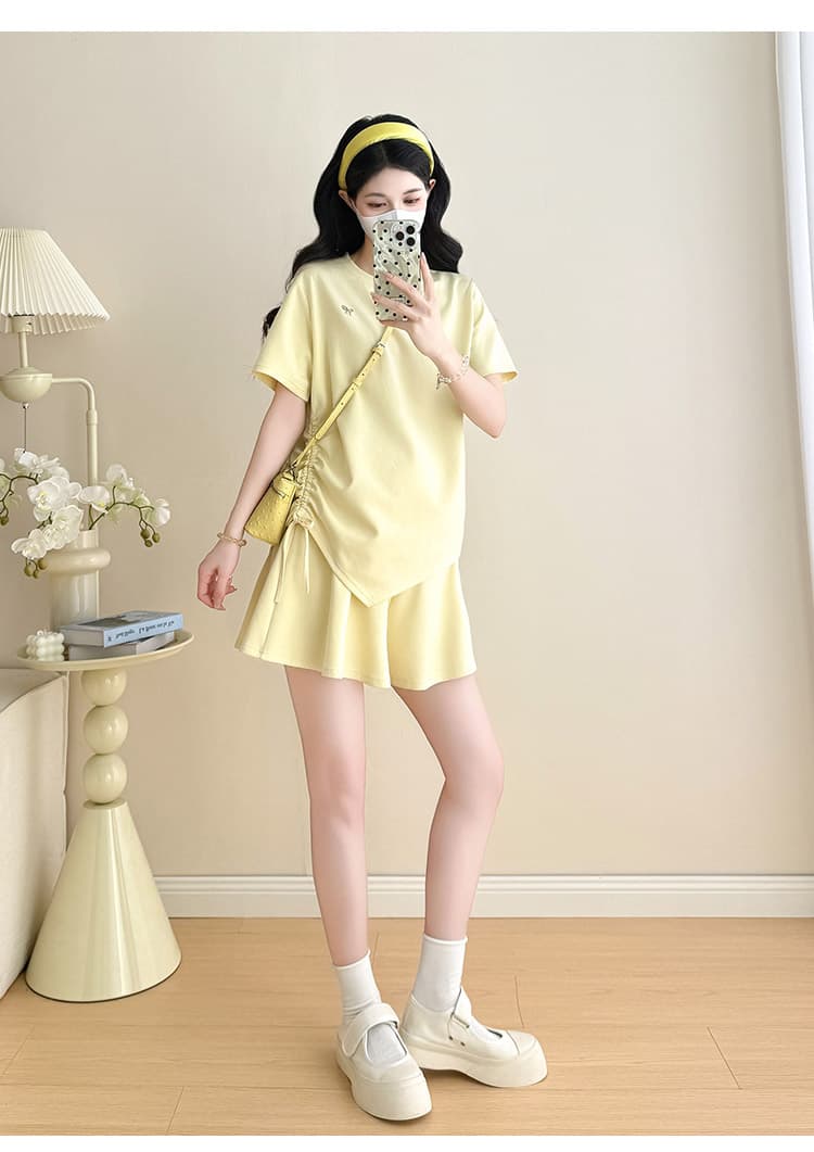 재고 있음 재고 있음 실사 여름 신제품 루즈핏 티셔츠 반바지 미니멀리즘 나가라. 투피스 세트 6178 상세 이미지 14