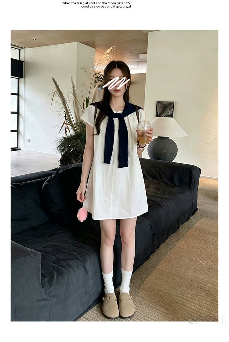 출산 착용 2026 여름 새로운 루즈핏 숄 맨위 느긋한 바람 캐주얼 다용도 셔츠 반팔 임산부 세트 상세 이미지 9