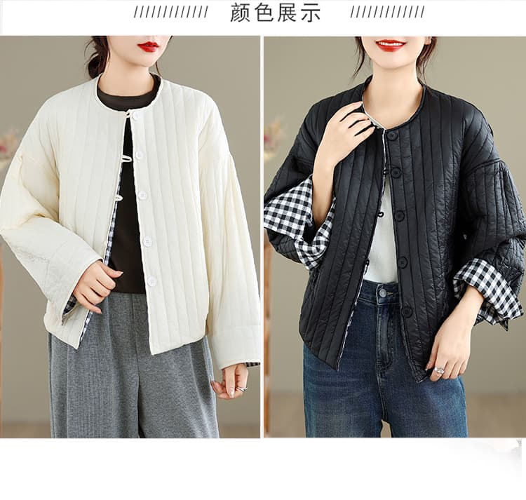 솜을 넣은 면 의류 여성 겨울 얇고 가벼운 보온 목화 진딧물 맨위 캐주얼 품격 미니멀리즘 단색 짧은 외투 상세 이미지 9