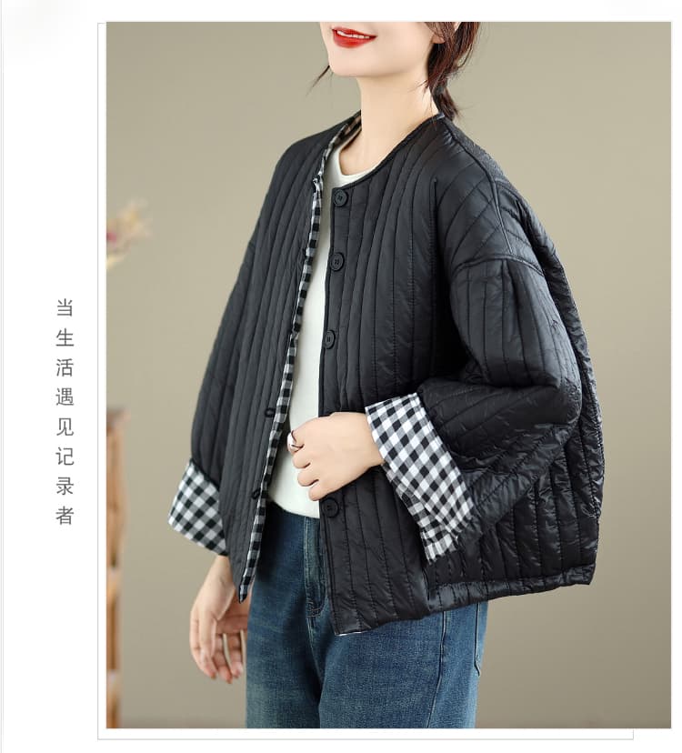 솜을 넣은 면 의류 여성 겨울 얇고 가벼운 보온 목화 진딧물 맨위 캐주얼 품격 미니멀리즘 단색 짧은 외투 상세 이미지 18